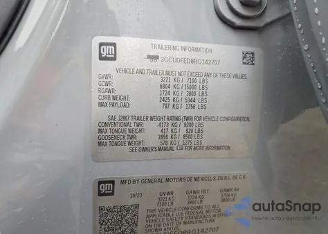 2024 Chevrolet Silverado K1500 Lt Trail Boss z USA, uszkodzony, nr VIN 3GCUDFED8RG142707